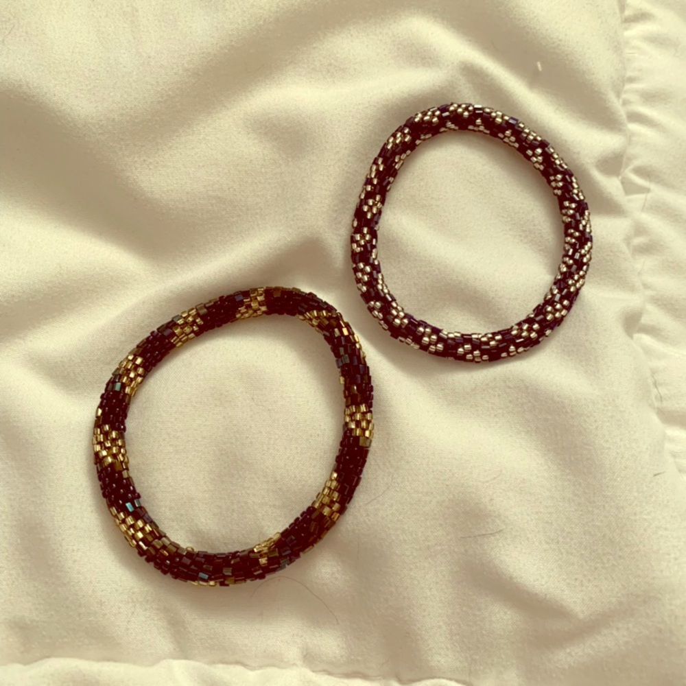 2 Nepal Glass Bead Roll On Bracelets